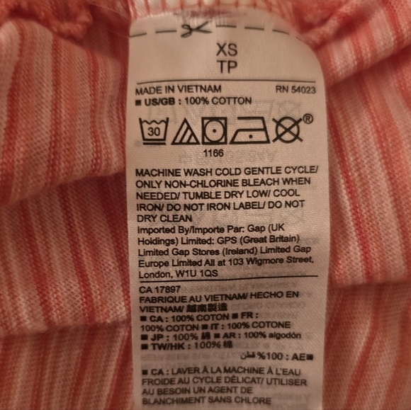 Gap Pink Striped Sleeveless Easy Tee Tank Cotton Summer Casual Top XS - Picture 4 of 4